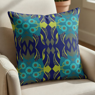 Almofada Elegante Teal e Azul-Marinho