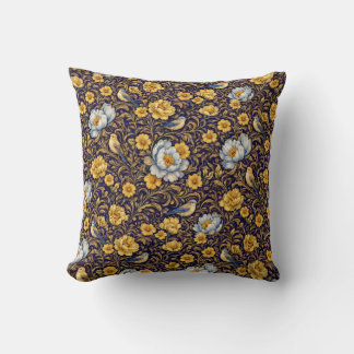 Almofada Elegante Travesseiro com Padrão Floral Dourado