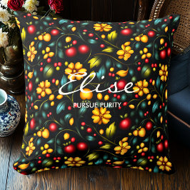 Almofada Elegante Travesseiro Decorativo Floral Khokhloma