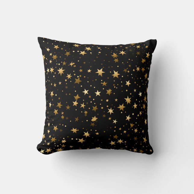 Almofada Elegante Travesseiro decorativo preto com estrelas (Frente)