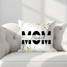 Elegante Travesseiro Personalizado Floral MOM