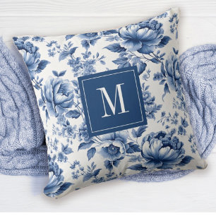 Almofada Elegante Vintage Blue Floral English Garden