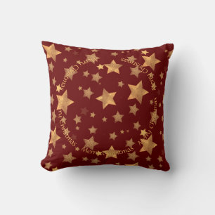 Almofada Elegante Vintage Red Dourado Star Natal