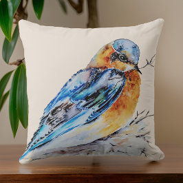 Almofada Elegante Watercolor Bluebird Nature