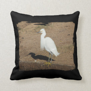 Almofada Elegante White Egret Foto Grande Pássaro Selvagem