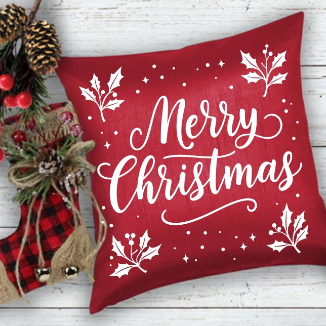 Almofada Elegante White Script Feliz Travesseiro decorativo (Criador carregado)