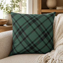 Almofada Elegante Xadrez Verde Caçador Preto