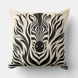 Almofada Elegante Zebra Stripe Design com Ondas Monocromáti