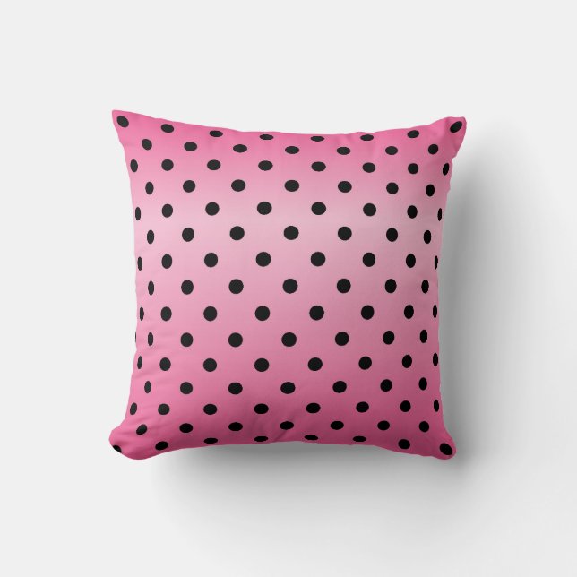 Almofada Elegantes bolinhas pretas e rosa brilhante (Frente)