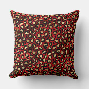 Almofada Elegantes manchas de leopardo em vermelho escarlat