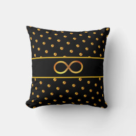 Almofada Elegantes Pontos Gold e Símbolo de Infinito