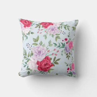Almofada Elegantes Rosas Florais Burgundy e Lilás