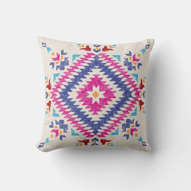 Almofada Elemento De Design Tribal Desenhado À Mão. (Frente)