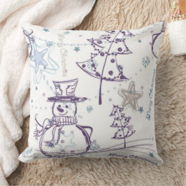 Almofada Elemento de Natal Snowman Sketch