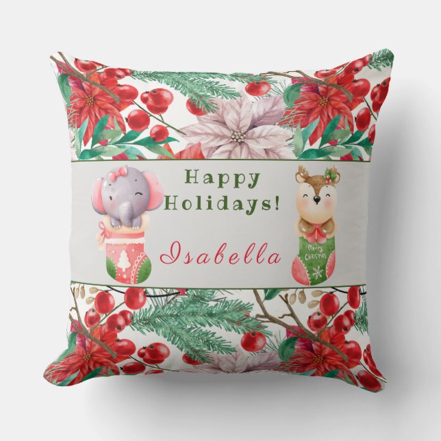 Almofada Elephant and Deer Personaliza Texto e Nome 20"X20" (Frente)
