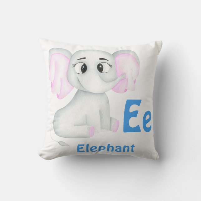 Almofada Elephant personalize ABC: Carta E - Adicione seu n (Frente)