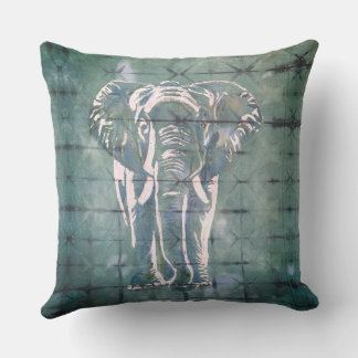 Almofada Elephants in the Art of Japanese Dye, Tribal Green