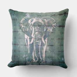 Almofada Elephants in the Art of Japanese Dye, Tribal Green