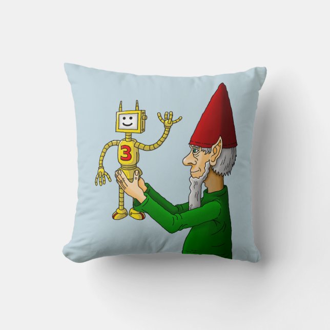 Almofada Elf e Robot do Workshop de Papais noeis (Frente)