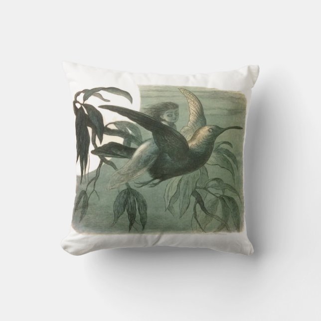 Almofada Elf Fairies Elves Moon Night Bird Voando (Frente)