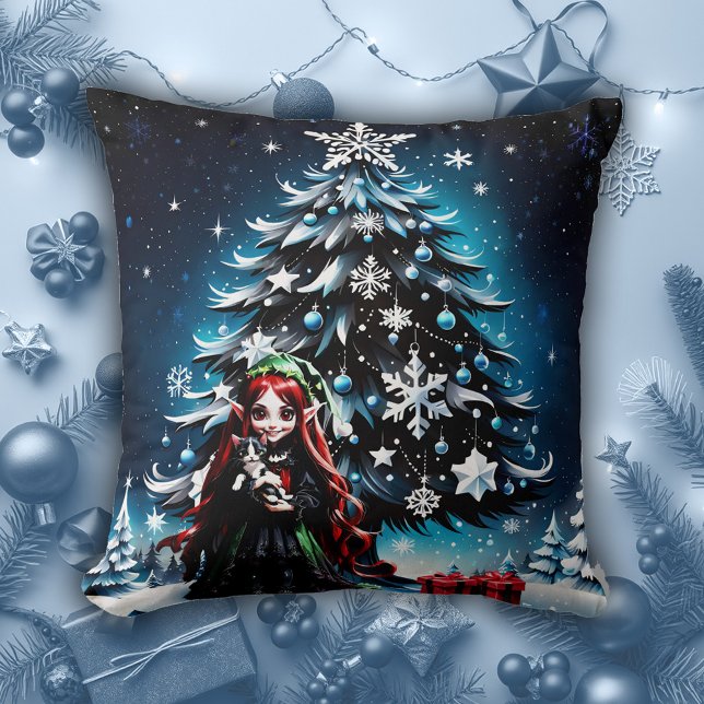 Almofada Elfo de Natal com Kitten. (Criador carregado)