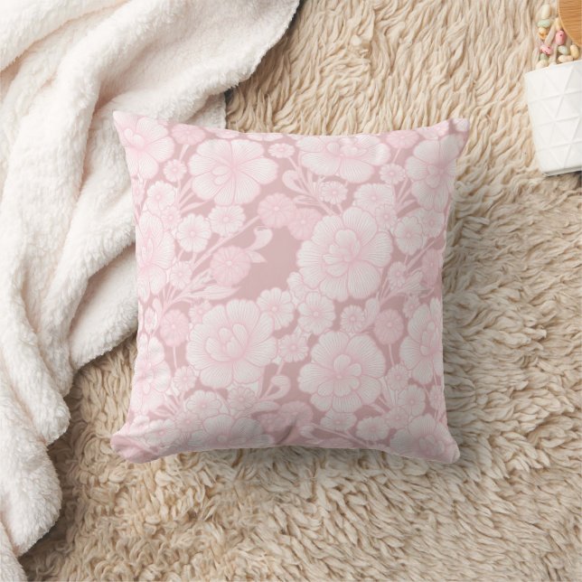 Almofada Elia 🌸 Soft Pink Baroque Floral (Cobertor)