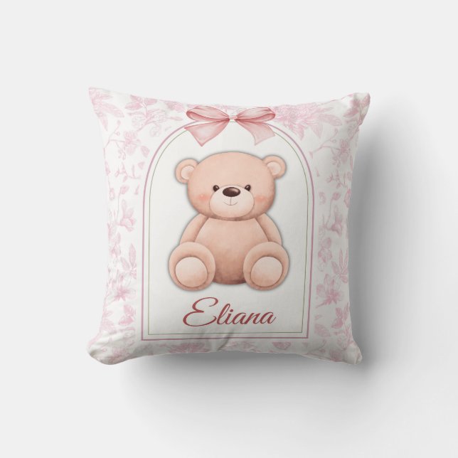 Almofada Eliana | Design de Enfermeiro de Urso Rosa Persona (Frente)