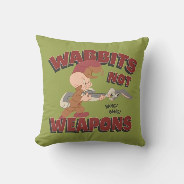 Almofada ELMER FUDD™ & BUGS BUNNY™ "Coelhos Não São Armas" (Frente)