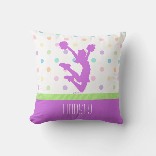 Almofada Elogio roxo Pastel/Pom das bolinhas com monograma (Frente)