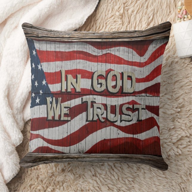 Almofada Em Deus, Confiamos Na Bandeira Conselho Americana  (Cobertor)