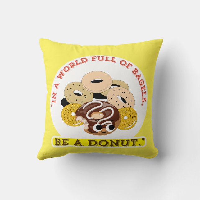 ALMOFADA EM UMA PALAVRA DE BAGELS, SEJA UMA ROSQUINHA (Verso)