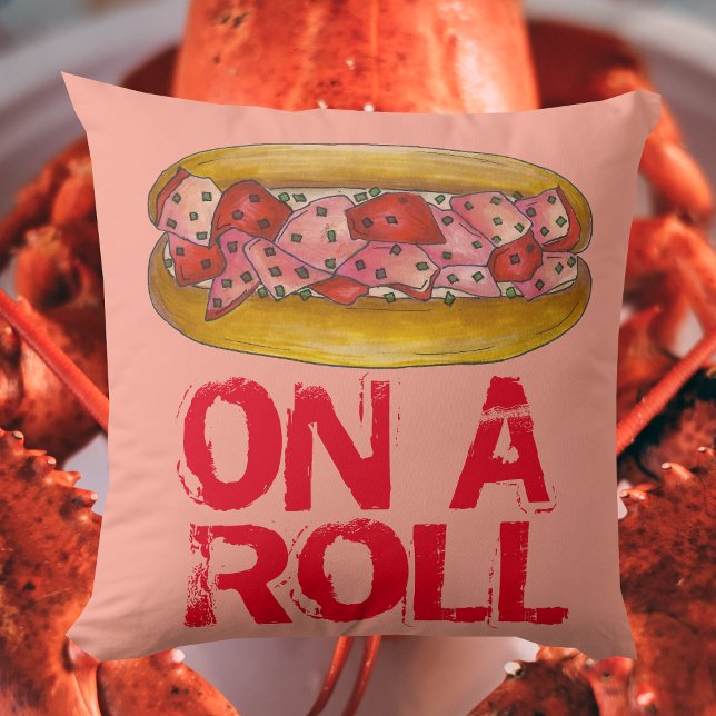 Almofada Em uma sanduíche Roll Maine ME Lobster Roll Seafoo (Lobster Roll Pillow)