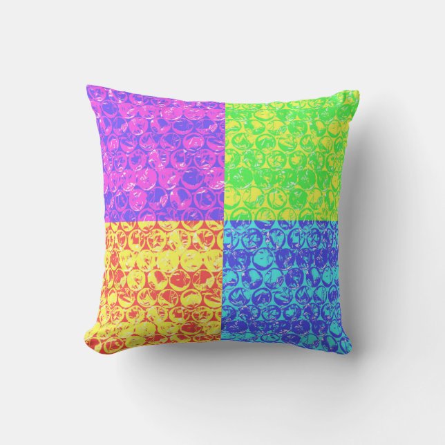 Almofada Embalagem com bolhas de pop arco-íris (Frente)