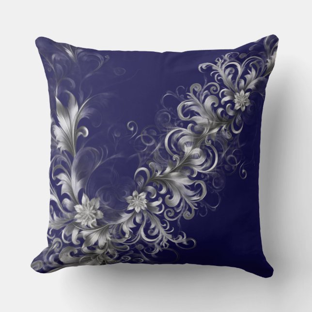 Almofada Embellished Navy Blue Throw Pillow (Frente)