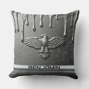 Almofada Emblema de Águia de Metal Prateado Com Tinta Pinga