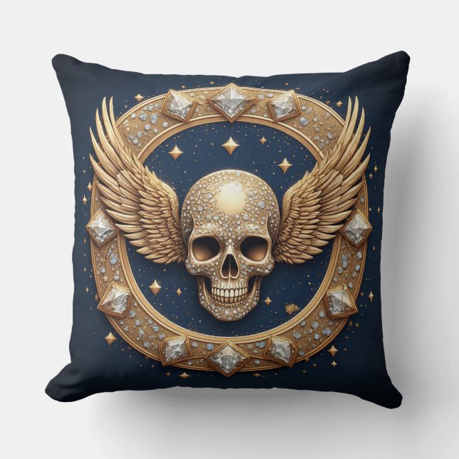 Almofada Emblema de Caveira para Decoração Gótica 💀 (Frente)