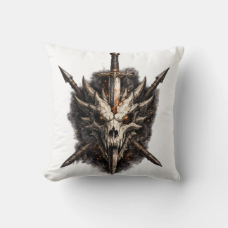 Almofada Emblema do Guerreiro da Espada Caveira de Fantasia