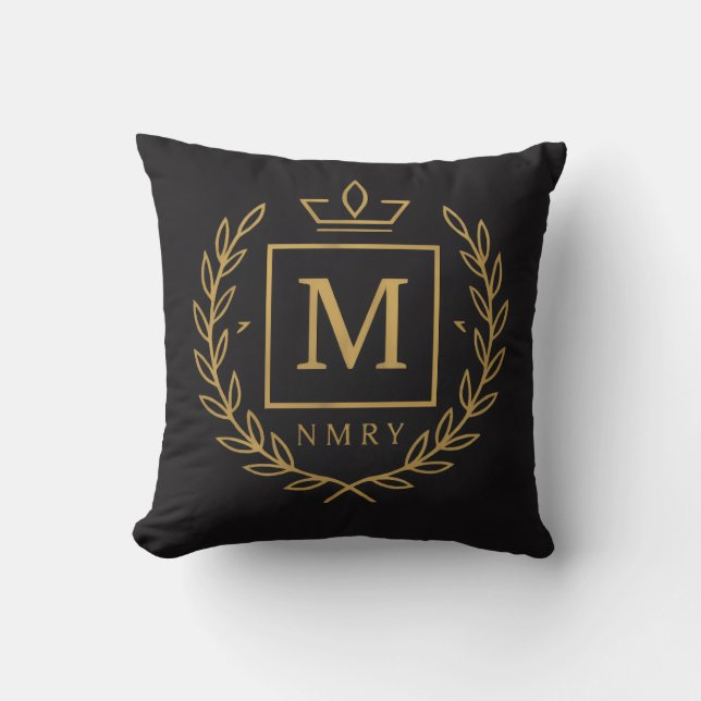 Almofada "Emblema Real NMKY – Design de Crista com Monogram (Frente)