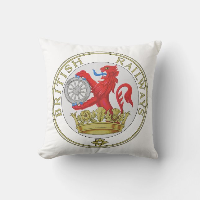 Almofada emblema redondo do leão das Ferrovias Britânicas v (Frente)