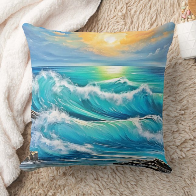 Almofada Embraço do Oceano: Arte Onda (Cobertor)