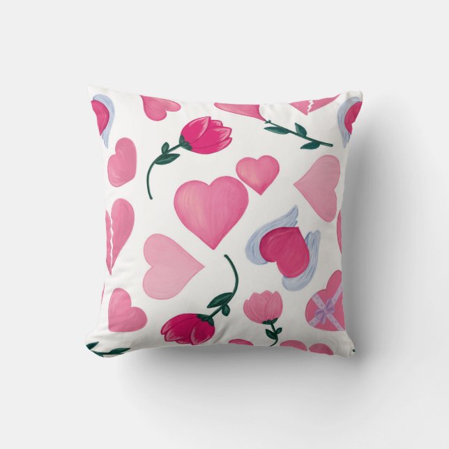 Almofada Embraço Sensível: Tulipas e Ícones de Amor (Frente)