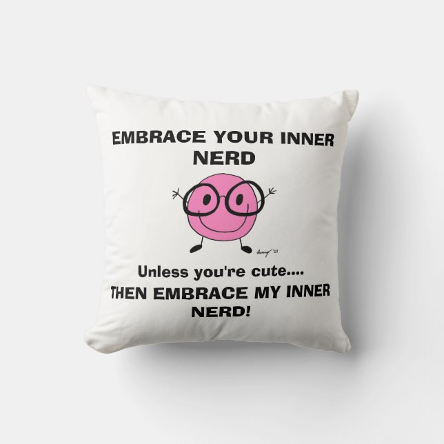 Almofada EMBRAQUE O Travesseiro INTERNO DO NERD - Rosa (Frente)