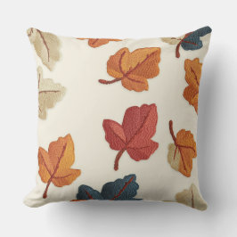 Almofada Embroidered Look Fall Leaf Throw Pillow