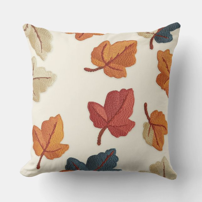 Almofada Embroidered Look Fall Leaf Throw Pillow (Frente)