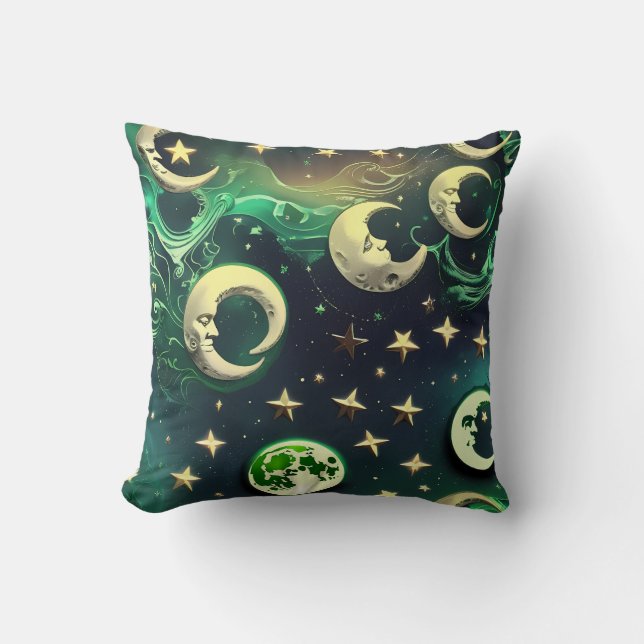Almofada Emerald Green Celestial Moon Pillow (Frente)