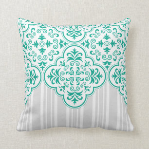 Almofada Emerald Green Classes Stripes Damask