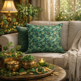 Almofada Emerald Green Clover Floral Pattern 