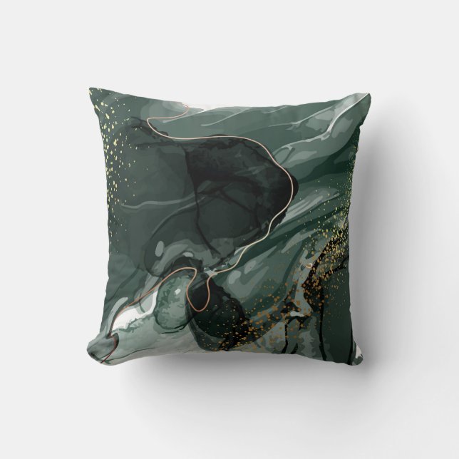 Almofada Emerald Green e Dourado Marble, Fundo Marble (Frente)