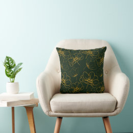 Almofada Emerald Green e Dourado Travesseiro decorativo Flo