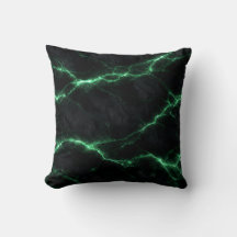Emerald Green Electric Marble Throw Pillow